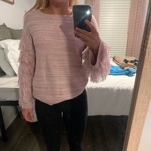 Pink fringe sweater